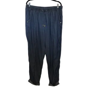 ELLEN TRACY Pants Women's Size Large Blue 100% Tencel/Lyocell Pull-On